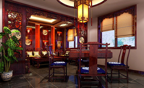 永城古典中式风格茶楼包间设计装修效果图