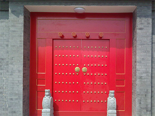 永城中国传统四合院系列朱红色中式木制大门木作